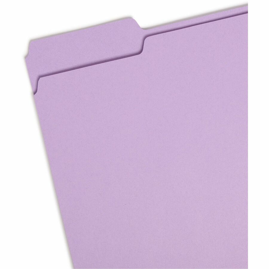 Colored File Folders, 1/3-Cut Tabs: Assorted, Letter Size, 0.75" Expansion, Lavender, 100/Box