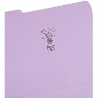 Colored File Folders, 1/3-Cut Tabs: Assorted, Letter Size, 0.75" Expansion, Lavender, 100/Box