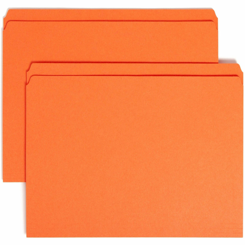 Reinforced Top Tab Colored File Folders, Straight Tabs, Letter Size, 0.75" Expansion, Orange, 100/Box