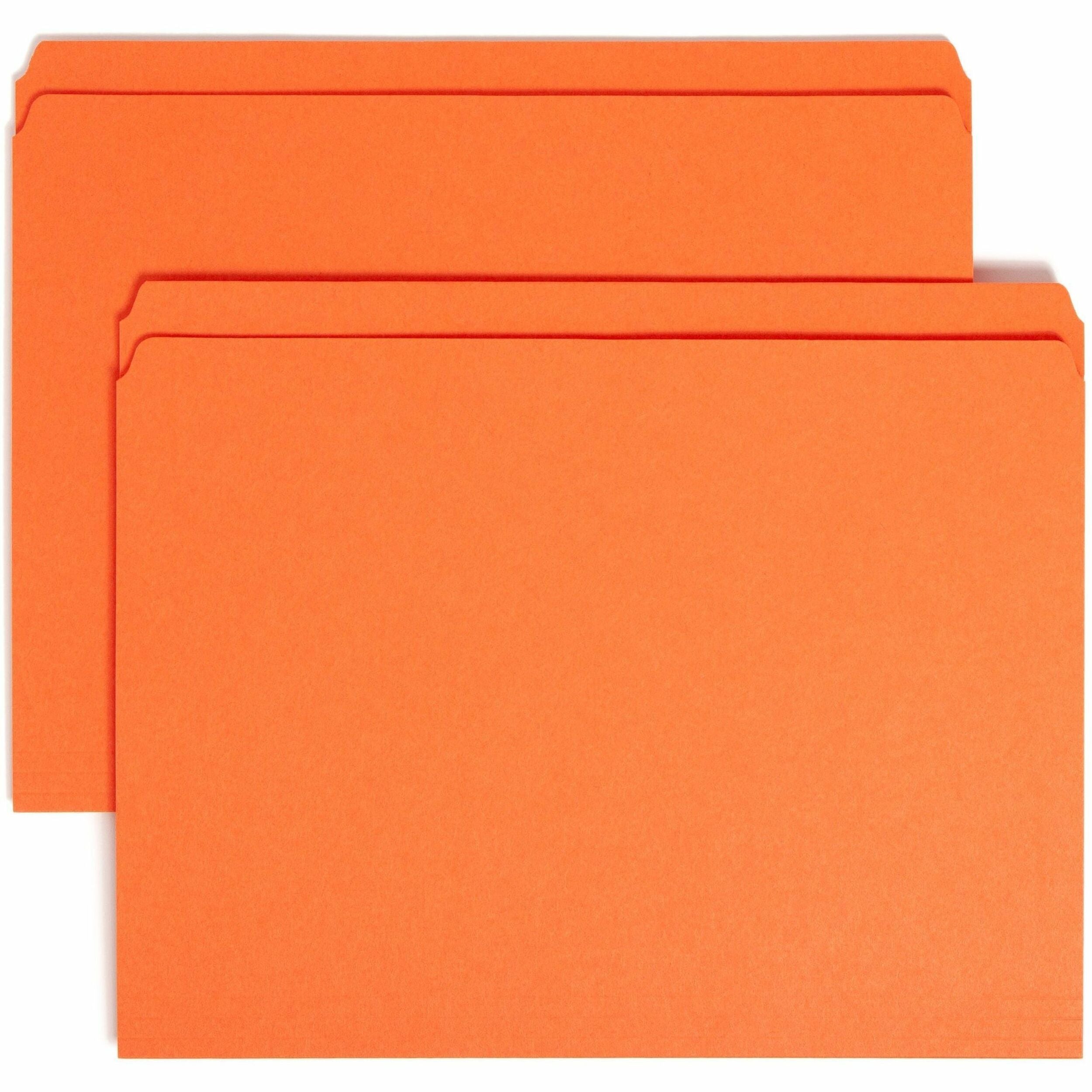 Reinforced Top Tab Colored File Folders, Straight Tabs, Letter Size, 0.75" Expansion, Orange, 100/Box