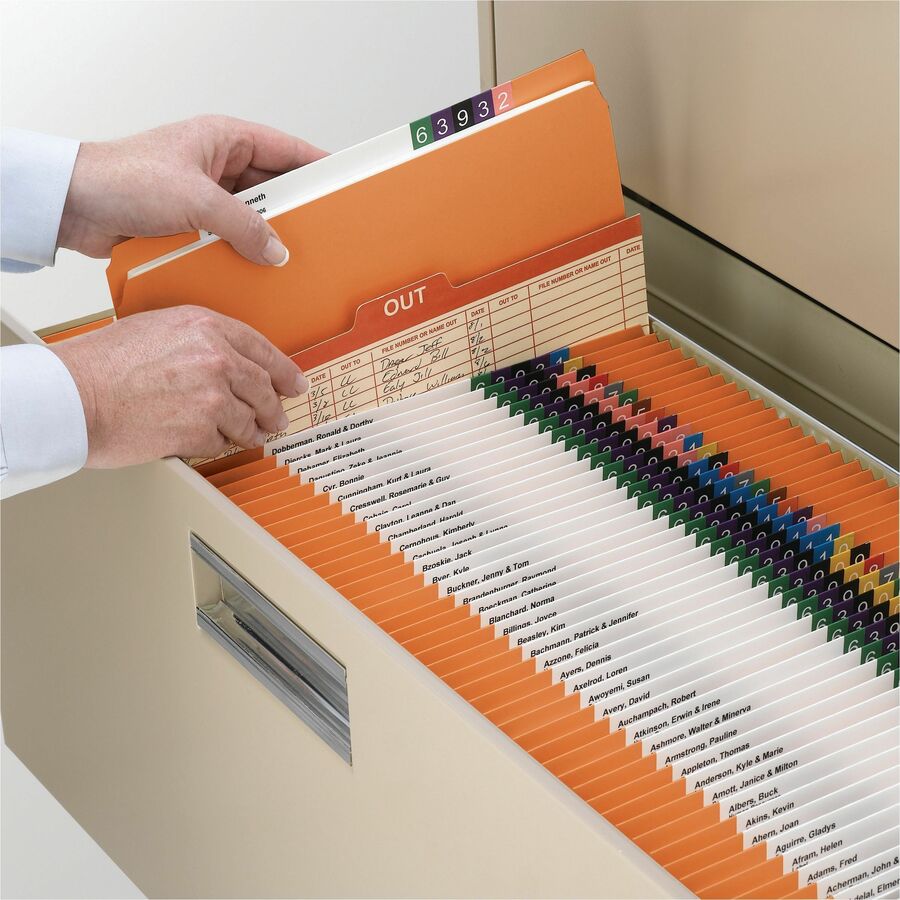 Reinforced Top Tab Colored File Folders, Straight Tabs, Letter Size, 0.75" Expansion, Orange, 100/Box