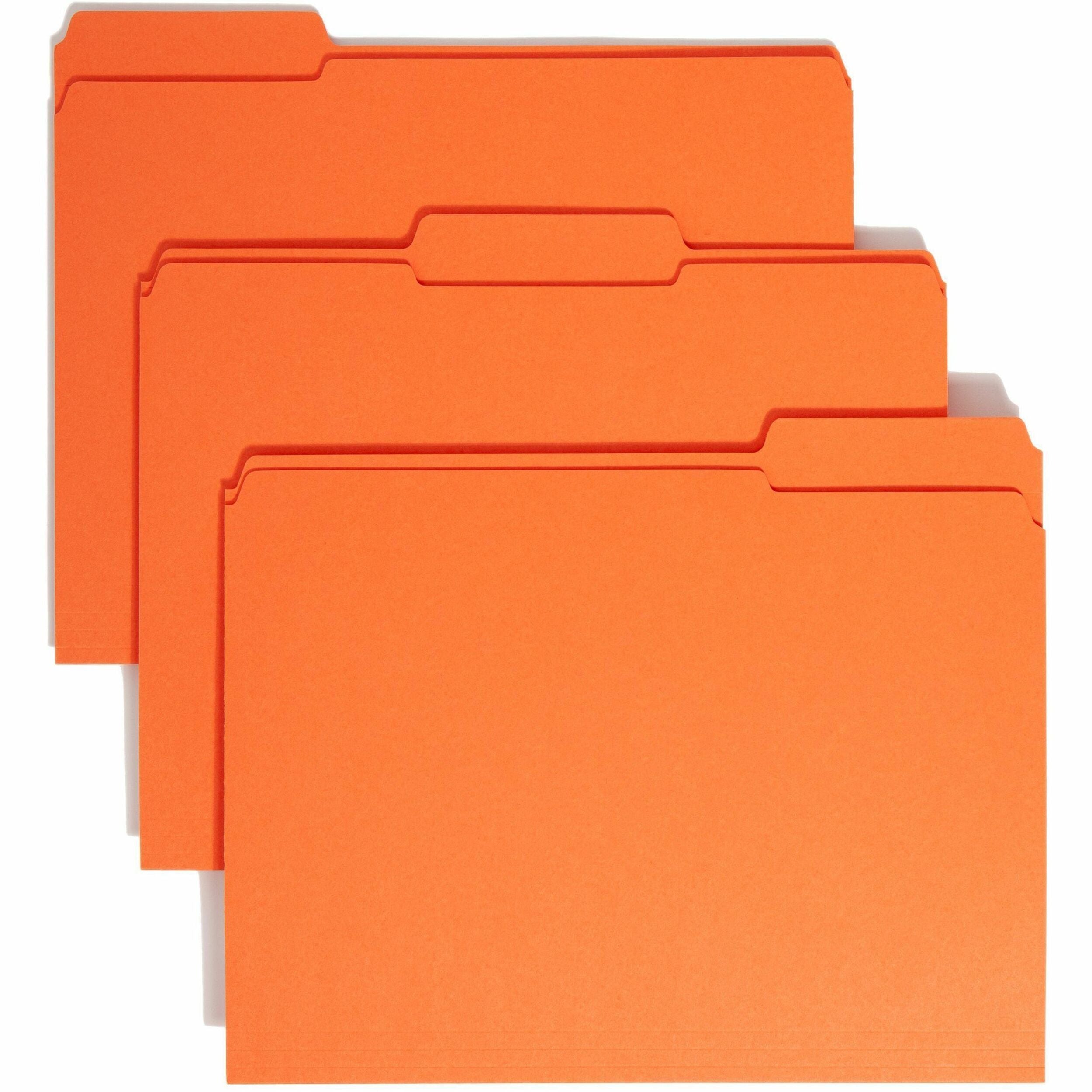 Reinforced Top Tab Colored File Folders, 1/3-Cut Tabs: Assorted, Letter Size, 0.75" Expansion, Orange, 100/Box