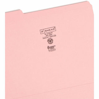 Reinforced Top Tab Colored File Folders, 1/3-Cut Tabs: Assorted, Letter Size, 0.75" Expansion, Pink, 100/Box