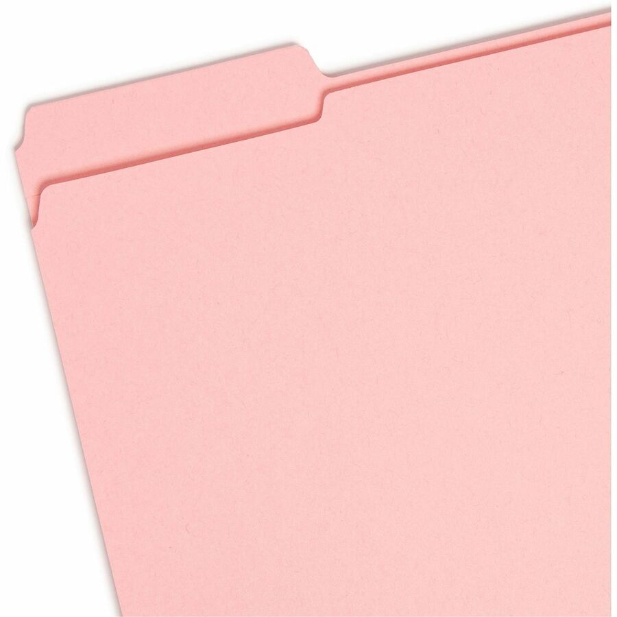 Reinforced Top Tab Colored File Folders, 1/3-Cut Tabs: Assorted, Letter Size, 0.75" Expansion, Pink, 100/Box