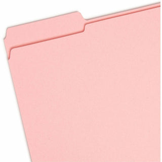 Reinforced Top Tab Colored File Folders, 1/3-Cut Tabs: Assorted, Letter Size, 0.75" Expansion, Pink, 100/Box