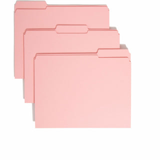 Reinforced Top Tab Colored File Folders, 1/3-Cut Tabs: Assorted, Letter Size, 0.75" Expansion, Pink, 100/Box