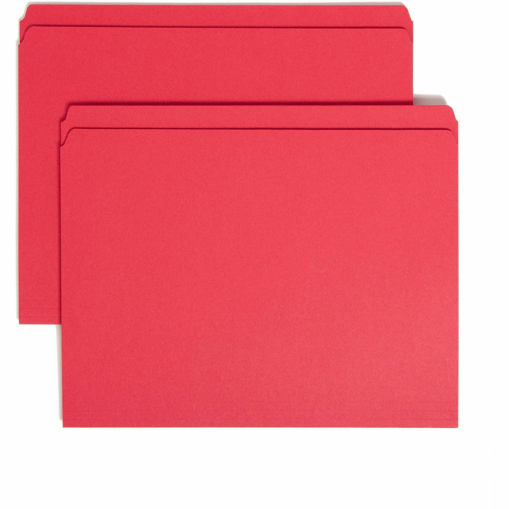 Reinforced Top Tab Colored File Folders, Straight Tabs, Letter Size, 0.75" Expansion, Red, 100/Box