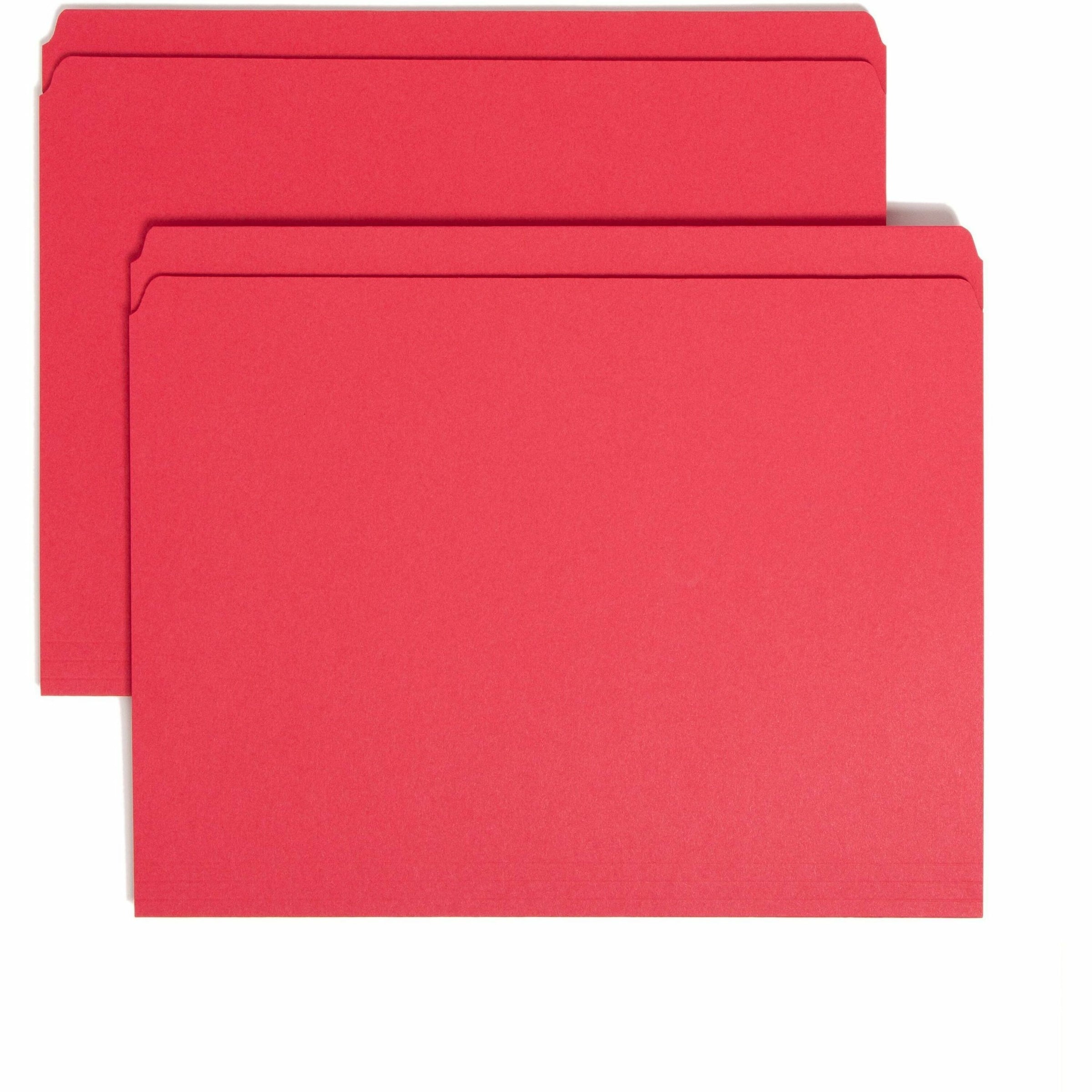Reinforced Top Tab Colored File Folders, Straight Tabs, Letter Size, 0.75" Expansion, Red, 100/Box