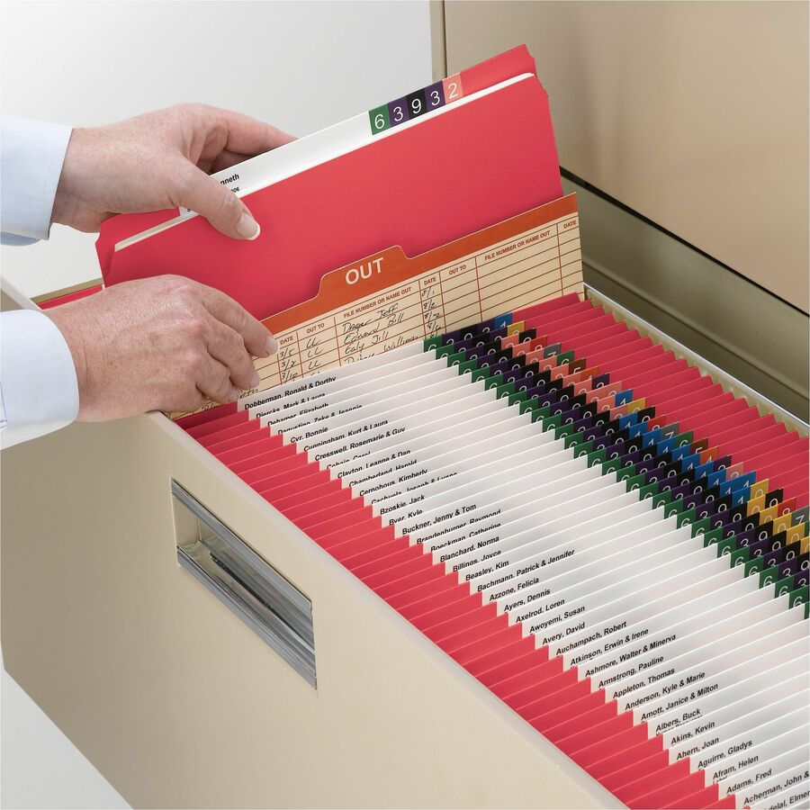 Reinforced Top Tab Colored File Folders, Straight Tabs, Letter Size, 0.75" Expansion, Red, 100/Box