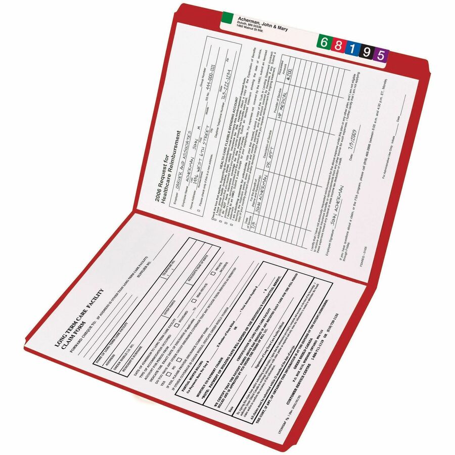 Reinforced Top Tab Colored File Folders, Straight Tabs, Letter Size, 0.75" Expansion, Red, 100/Box