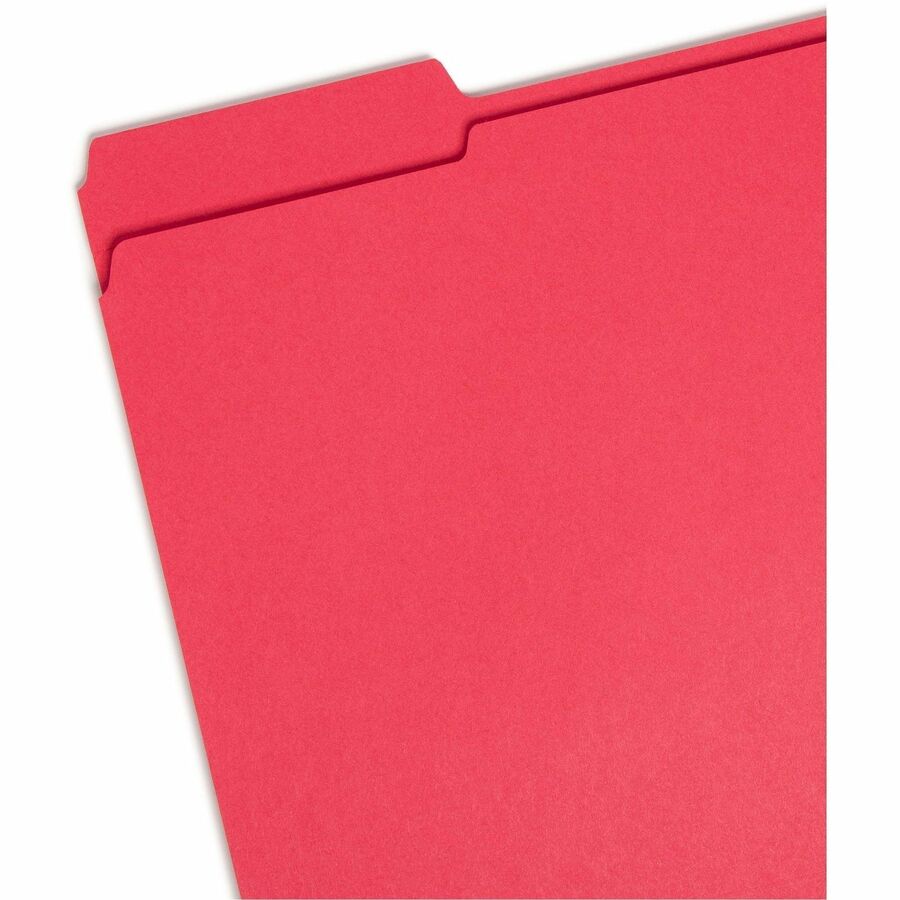 Reinforced Top Tab Colored File Folders, 1/3-Cut Tabs: Assorted, Letter Size, 0.75" Expansion, Red, 100/Box