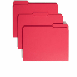 Reinforced Top Tab Colored File Folders, 1/3-Cut Tabs: Assorted, Letter Size, 0.75" Expansion, Red, 100/Box