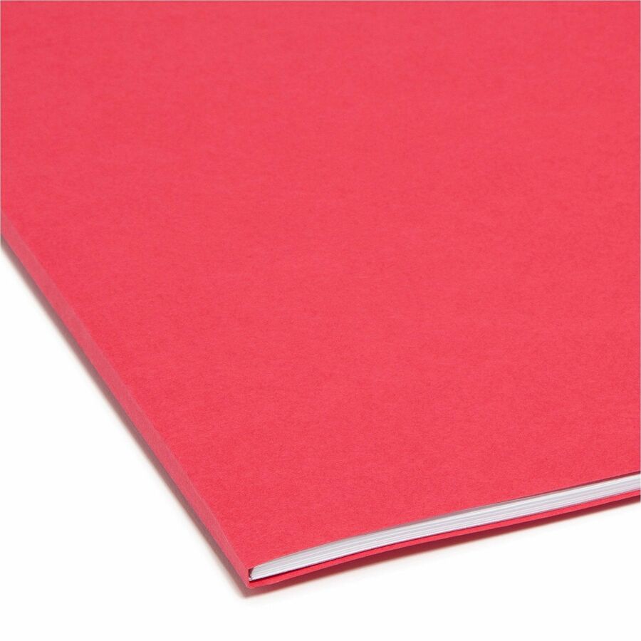 Reinforced Top Tab Colored File Folders, 1/3-Cut Tabs: Assorted, Letter Size, 0.75" Expansion, Red, 100/Box