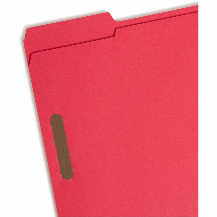 Top Tab Colored Fastener Folders, 0.75" Expansion, 2 Fasteners, Letter Size, Red Exterior, 50/Box