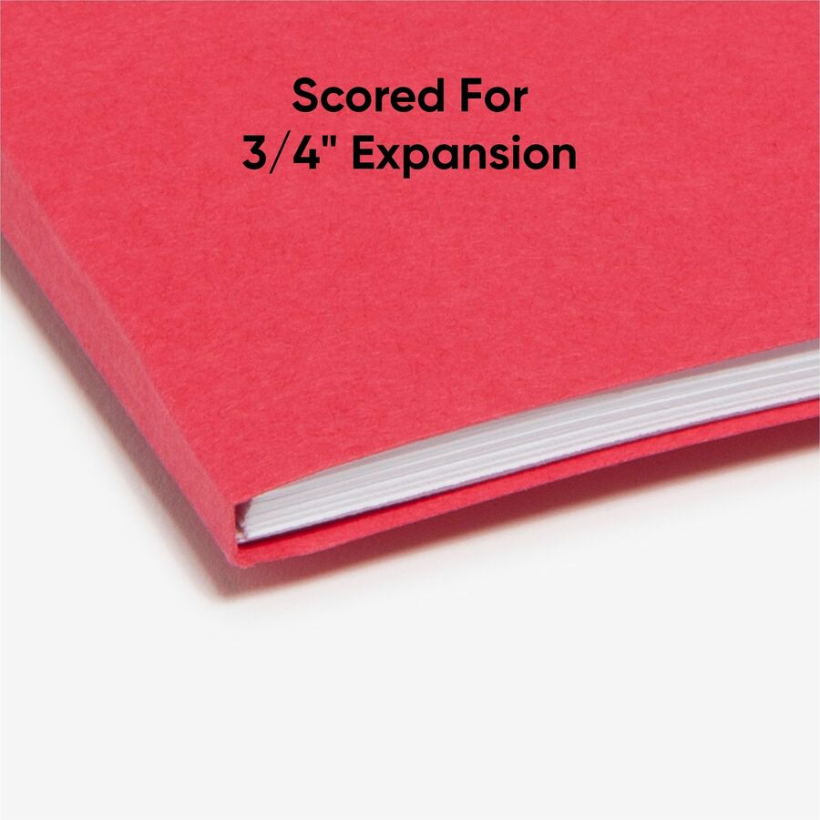 Colored File Folders, 1/3-Cut Tabs: Assorted, Letter Size, 0.75" Expansion, Red, 100/Box