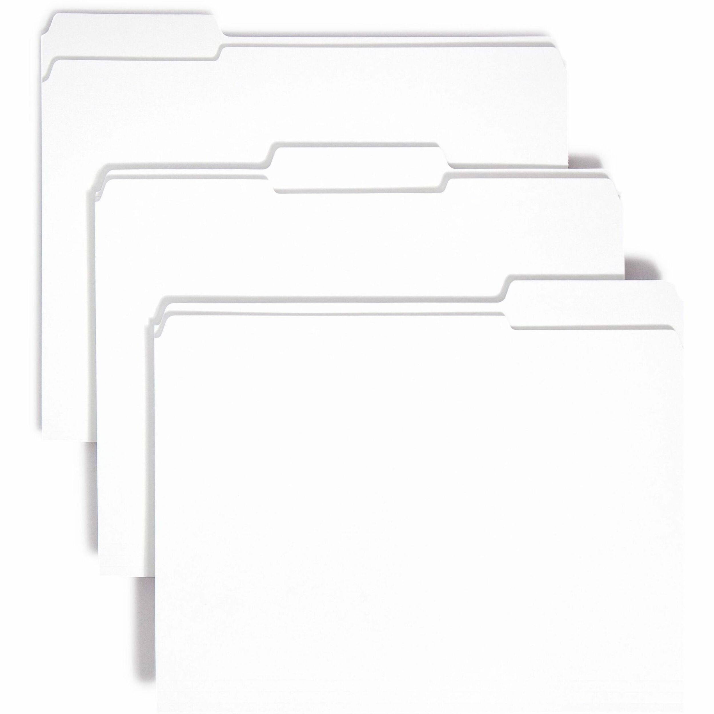 Reinforced Top Tab Colored File Folders, 1/3-Cut Tabs: Assorted, Letter Size, 0.75" Expansion, White, 100/Box