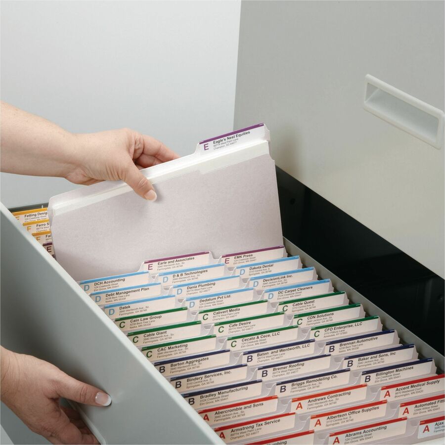 Reinforced Top Tab Colored File Folders, 1/3-Cut Tabs: Assorted, Letter Size, 0.75" Expansion, White, 100/Box