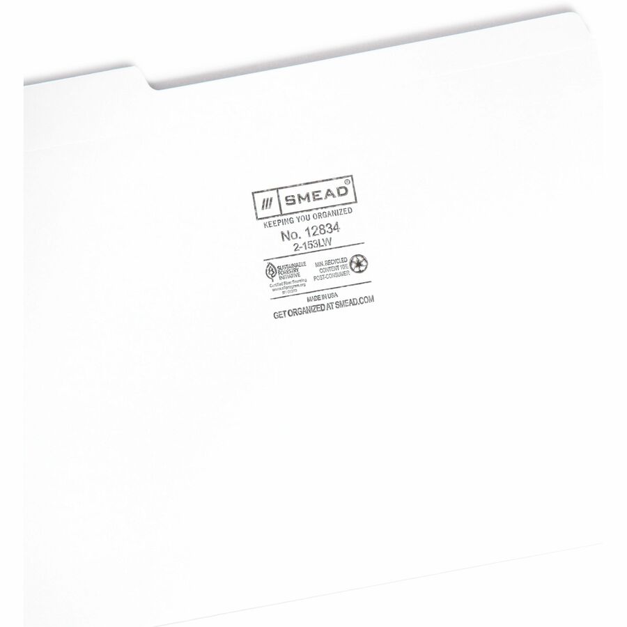 Reinforced Top Tab Colored File Folders, 1/3-Cut Tabs: Assorted, Letter Size, 0.75" Expansion, White, 100/Box