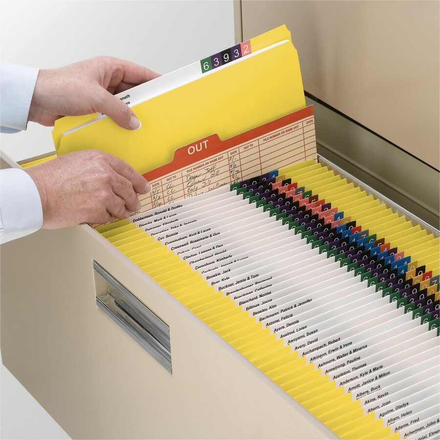 Reinforced Top Tab Colored File Folders, Straight Tabs, Letter Size, 0.75" Expansion, Yellow, 100/Box