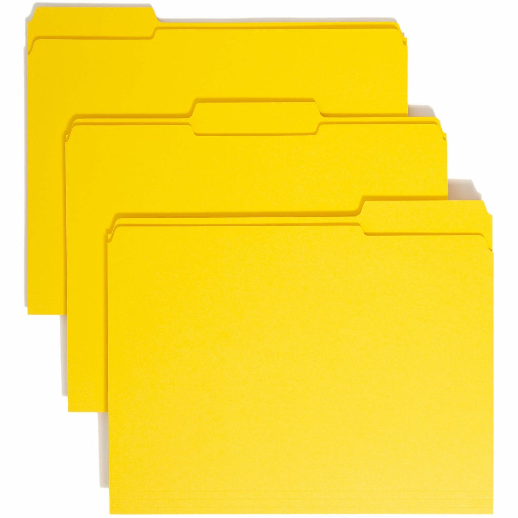 Reinforced Top Tab Colored File Folders, 1/3-Cut Tabs: Assorted, Letter Size, 0.75" Expansion, Yellow, 100/Box