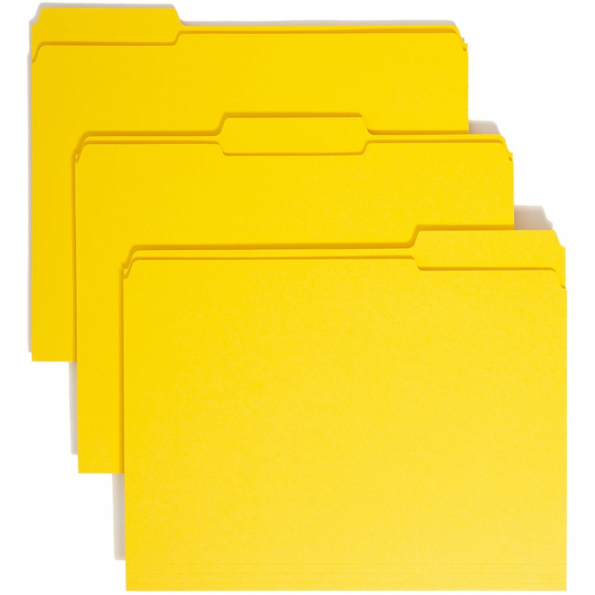 Reinforced Top Tab Colored File Folders, 1/3-Cut Tabs: Assorted, Letter Size, 0.75" Expansion, Yellow, 100/Box