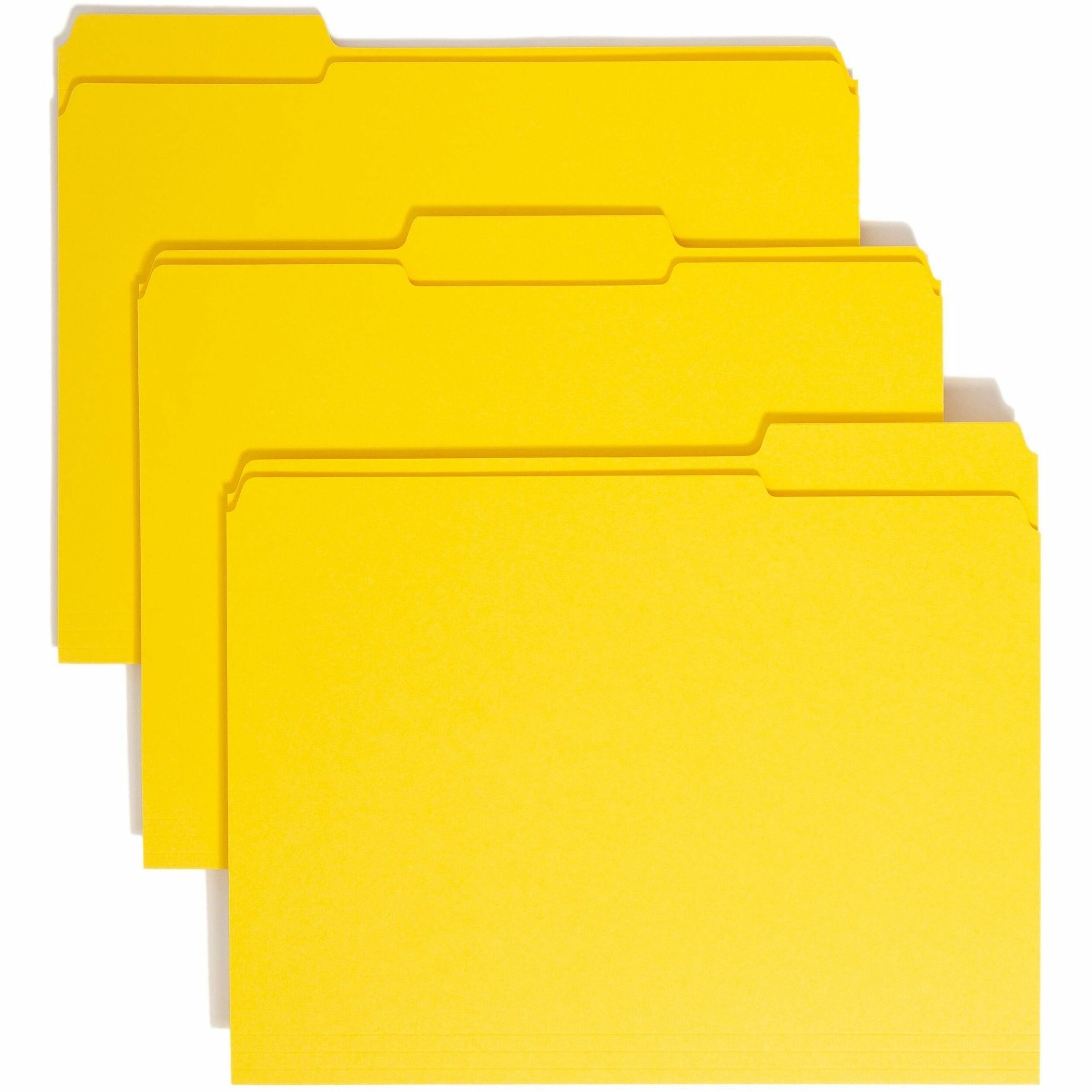 Reinforced Top Tab Colored File Folders, 1/3-Cut Tabs: Assorted, Letter Size, 0.75" Expansion, Yellow, 100/Box