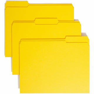 Reinforced Top Tab Colored File Folders, 1/3-Cut Tabs: Assorted, Letter Size, 0.75" Expansion, Yellow, 100/Box