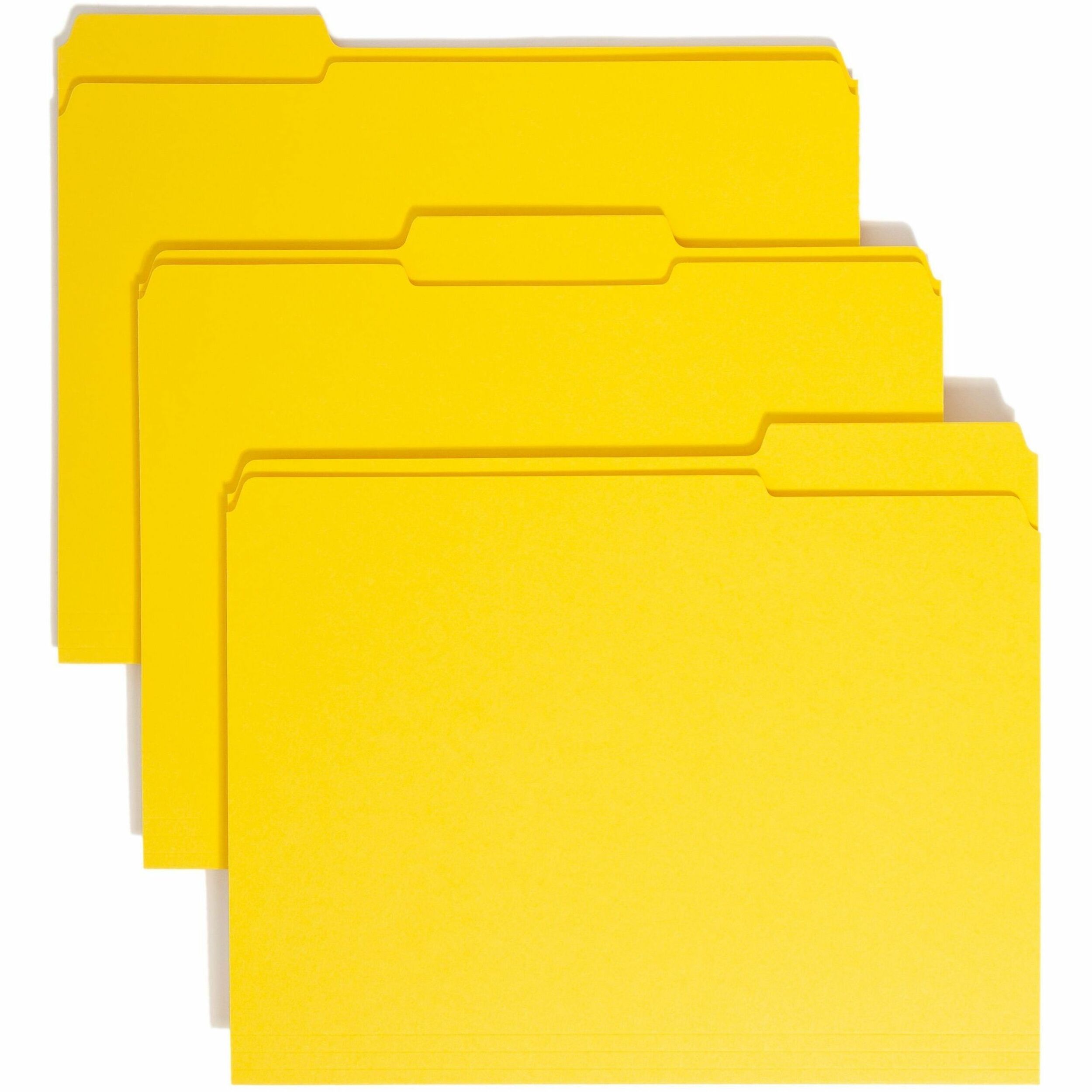 Reinforced Top Tab Colored File Folders, 1/3-Cut Tabs: Assorted, Letter Size, 0.75" Expansion, Yellow, 100/Box