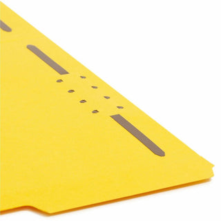 Top Tab Colored Fastener Folders, 0.75" Expansion, 2 Fasteners, Letter Size, Yellow Exterior, 50/Box