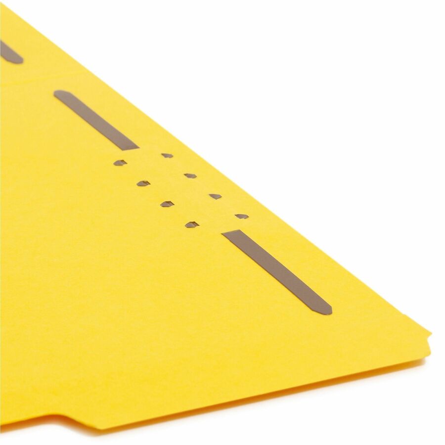 Top Tab Colored Fastener Folders, 0.75" Expansion, 2 Fasteners, Letter Size, Yellow Exterior, 50/Box