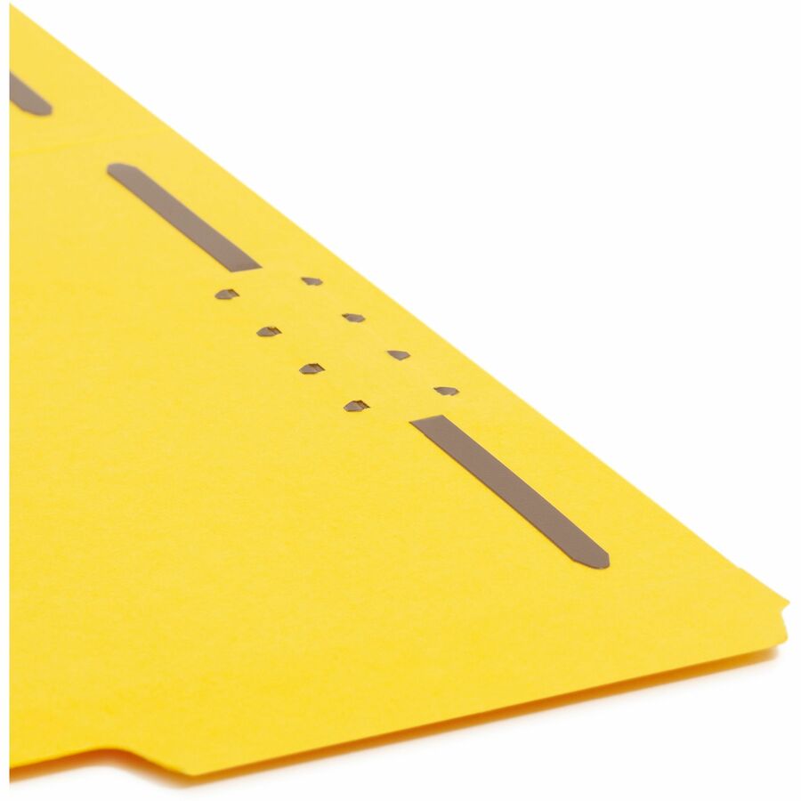 Top Tab Colored Fastener Folders, 0.75" Expansion, 2 Fasteners, Letter Size, Yellow Exterior, 50/Box