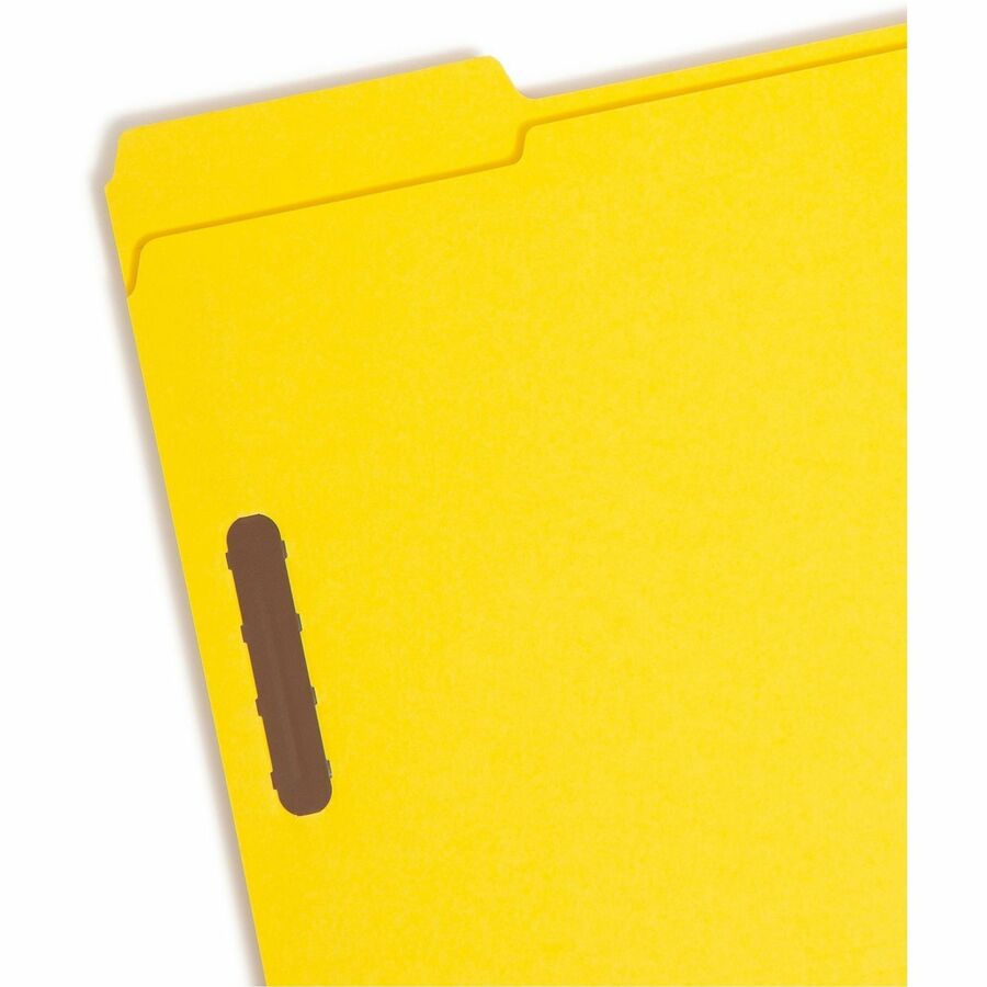 Top Tab Colored Fastener Folders, 0.75" Expansion, 2 Fasteners, Letter Size, Yellow Exterior, 50/Box