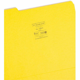 Colored File Folders, 1/3-Cut Tabs: Assorted, Letter Size, 0.75" Expansion, Yellow, 100/Box