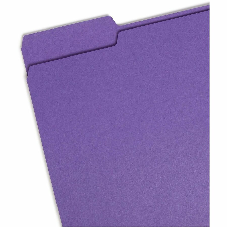 Colored File Folders, 1/3-Cut Tabs: Assorted, Letter Size, 0.75" Expansion, Purple, 100/Box