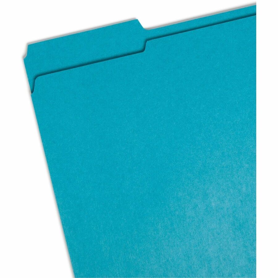 Reinforced Top Tab Colored File Folders, 1/3-Cut Tabs: Assorted, Letter Size, 0.75" Expansion, Teal, 100/Box