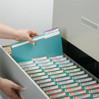 Colored File Folders, 1/3-Cut Tabs: Assorted, Letter Size, 0.75" Expansion, Teal, 100/Box