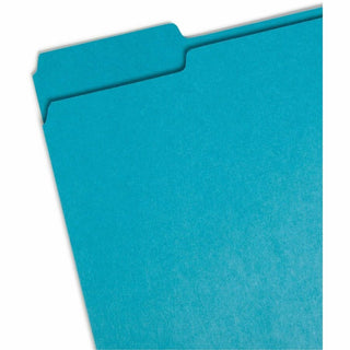 Colored File Folders, 1/3-Cut Tabs: Assorted, Letter Size, 0.75" Expansion, Teal, 100/Box