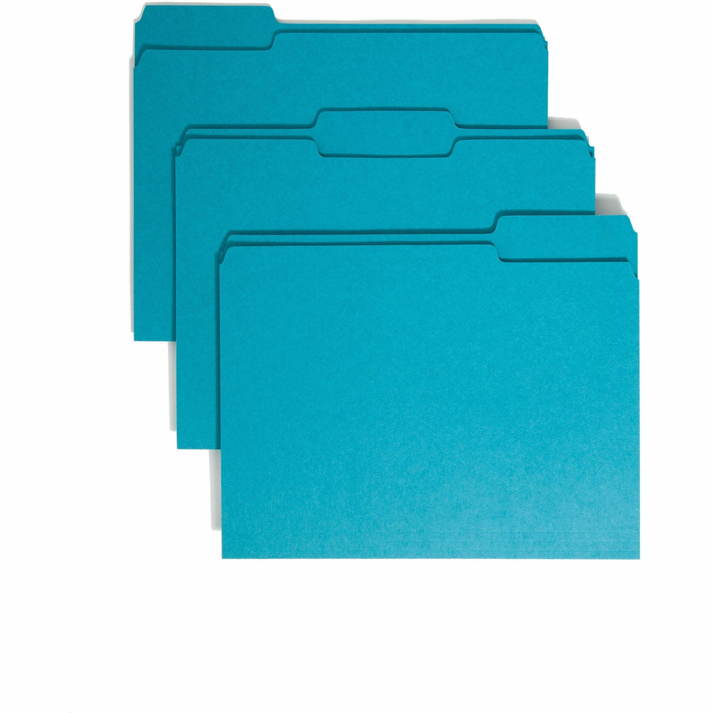 Colored File Folders, 1/3-Cut Tabs: Assorted, Letter Size, 0.75" Expansion, Teal, 100/Box