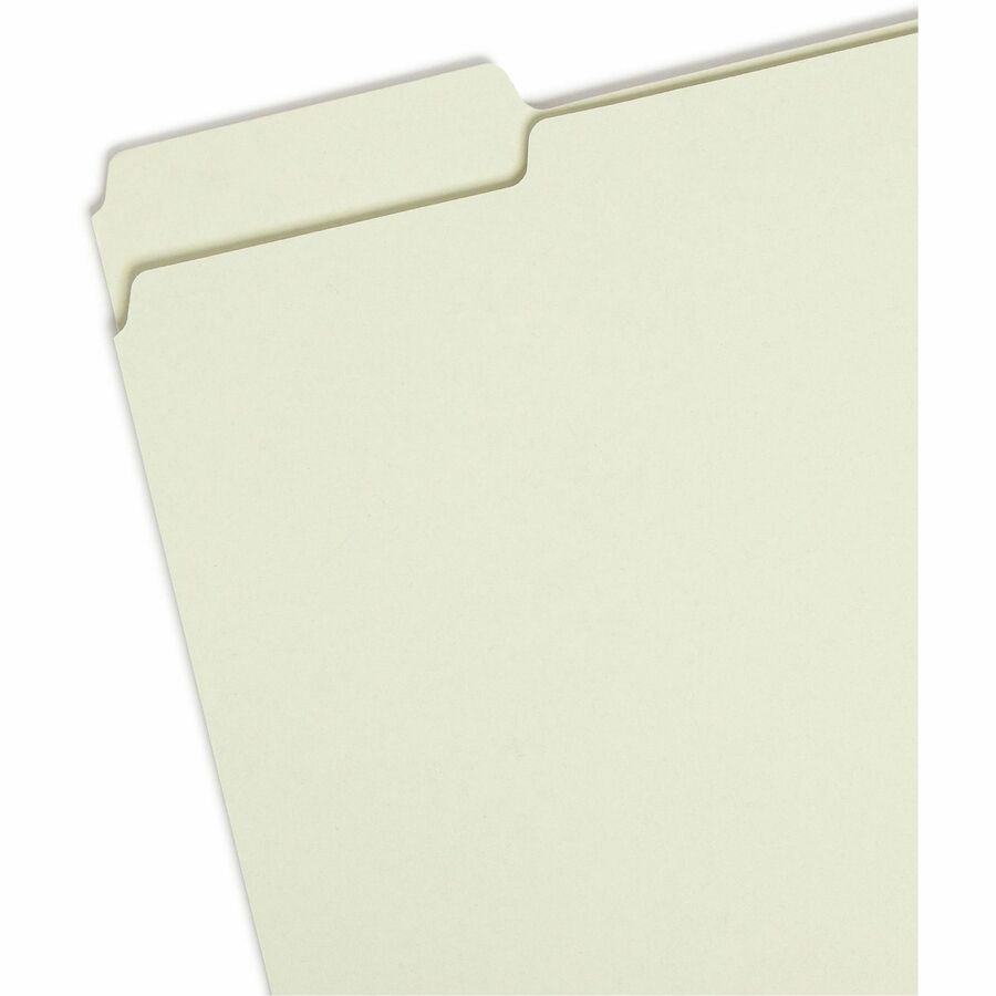 Expanding Recycled Heavy Pressboard Folders, 1/3-Cut Tabs: Assorted, Letter Size, 1" Expansion, Gray-Green, 25/Box