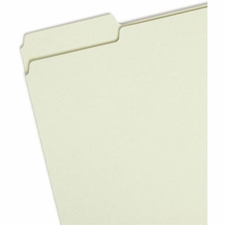 Expanding Recycled Heavy Pressboard Folders, 1/3-Cut Tabs: Assorted, Letter Size, 1" Expansion, Gray-Green, 25/Box