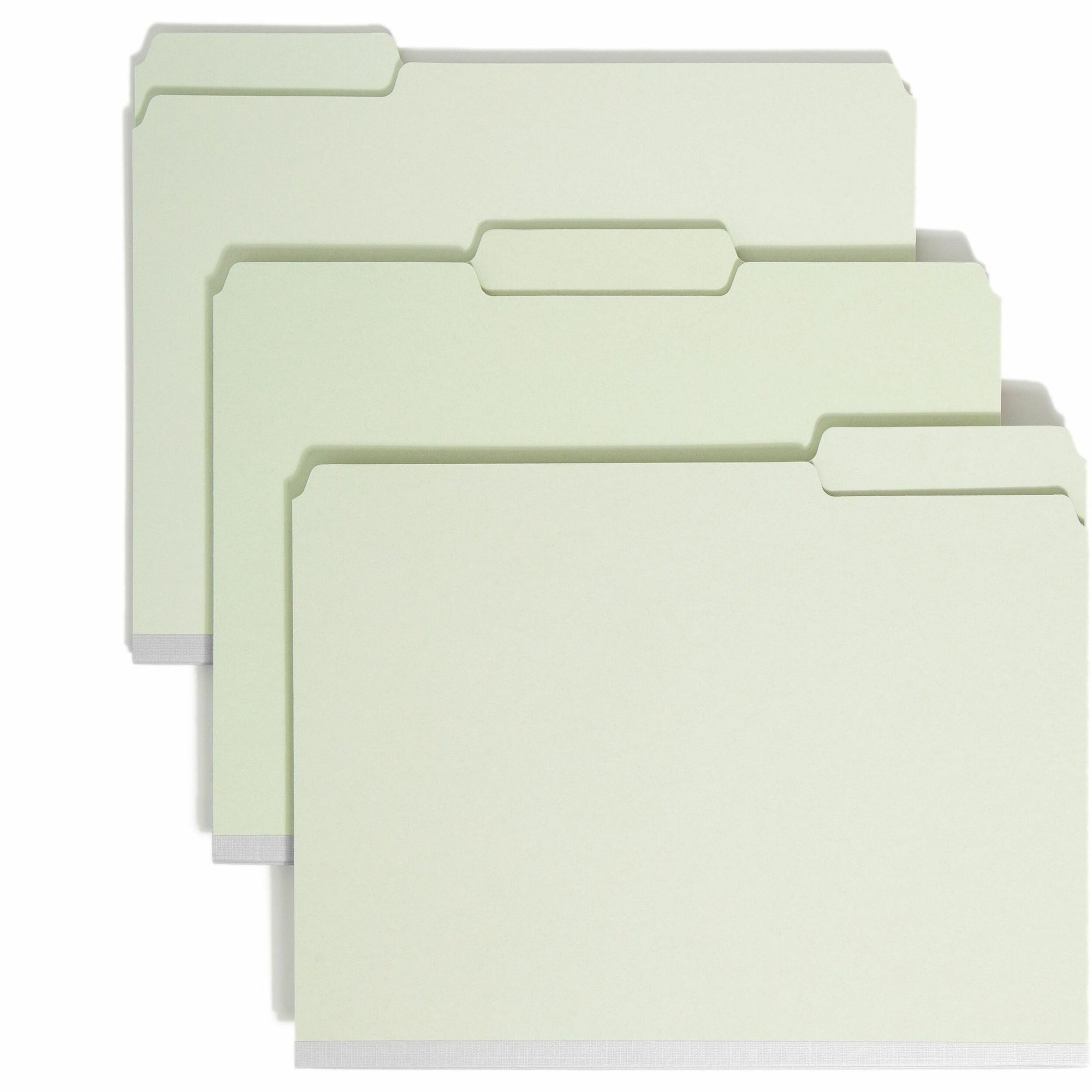 Expanding Recycled Heavy Pressboard Folders, 1/3-Cut Tabs: Assorted, Letter Size, 2" Expansion, Gray-Green, 25/Box