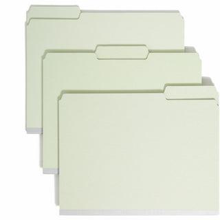 Expanding Recycled Heavy Pressboard Folders, 1/3-Cut Tabs: Assorted, Letter Size, 2" Expansion, Gray-Green, 25/Box