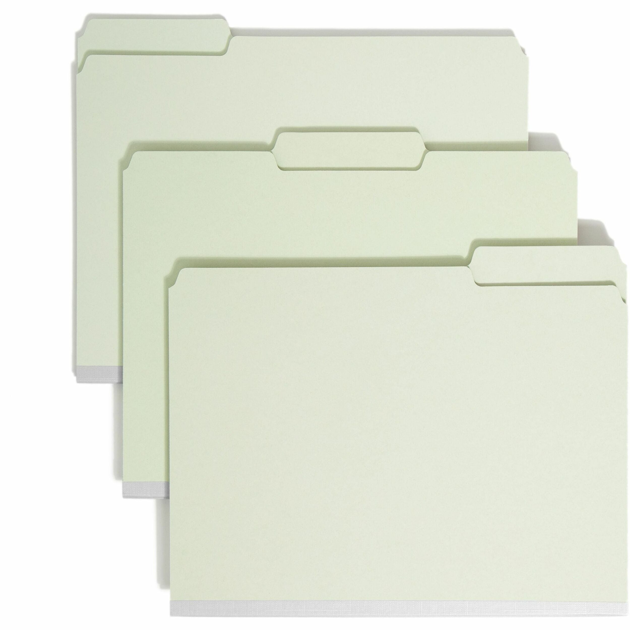 Expanding Recycled Heavy Pressboard Folders, 1/3-Cut Tabs: Assorted, Letter Size, 2" Expansion, Gray-Green, 25/Box