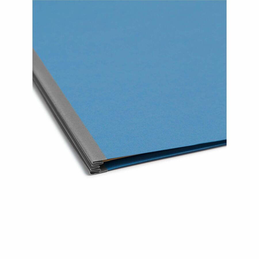 Top Tab Classification Folders, Four SafeSHIELD Fasteners, 2" Expansion, 1 Divider, Letter Size, Blue Exterior, 10/Box
