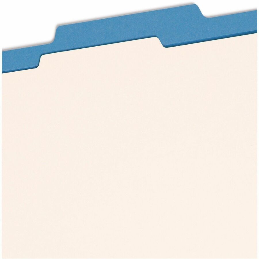 Top Tab Classification Folders, Four SafeSHIELD Fasteners, 2" Expansion, 1 Divider, Letter Size, Blue Exterior, 10/Box
