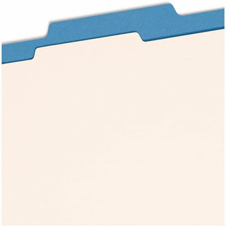 Top Tab Classification Folders, Four SafeSHIELD Fasteners, 2" Expansion, 1 Divider, Letter Size, Blue Exterior, 10/Box