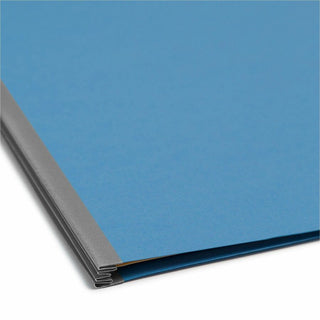 Top Tab Classification Folders, Four SafeSHIELD Fasteners, 2" Expansion, 1 Divider, Letter Size, Blue Exterior, 10/Box