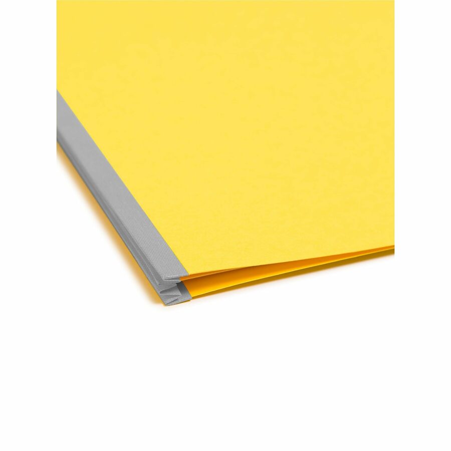 Top Tab Classification Folders, Four SafeSHIELD Fasteners, 2" Expansion, 1 Divider, Letter Size, Yellow Exterior, 10/Box