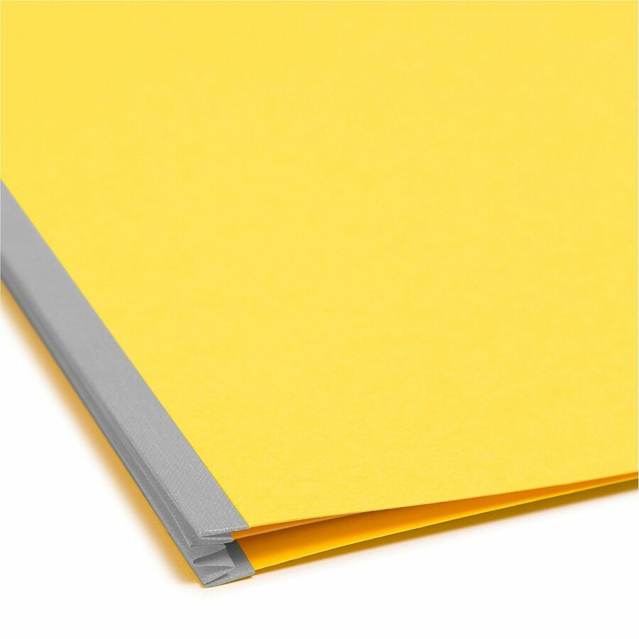 Top Tab Classification Folders, Four SafeSHIELD Fasteners, 2" Expansion, 1 Divider, Letter Size, Yellow Exterior, 10/Box