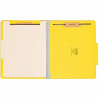 Top Tab Classification Folders, Four SafeSHIELD Fasteners, 2" Expansion, 1 Divider, Letter Size, Yellow Exterior, 10/Box